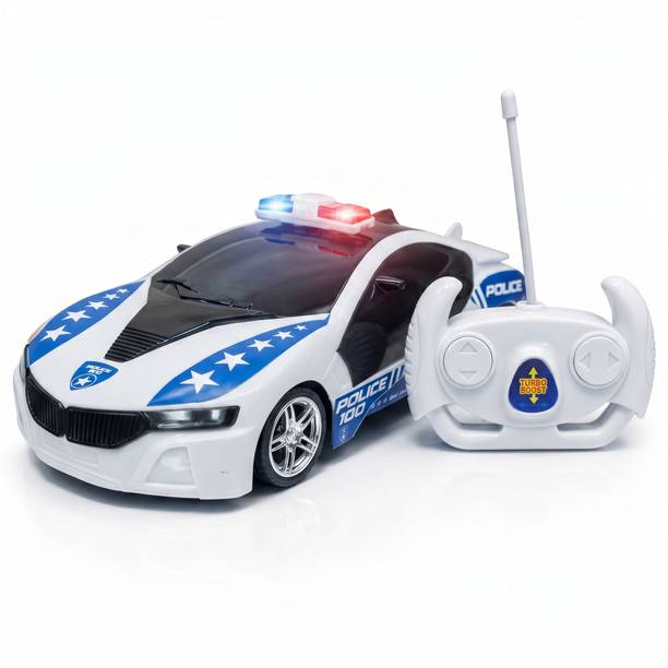 twist turn RC Police Car Toy with Remote Control Light & Sound Turbo Boost for Kids