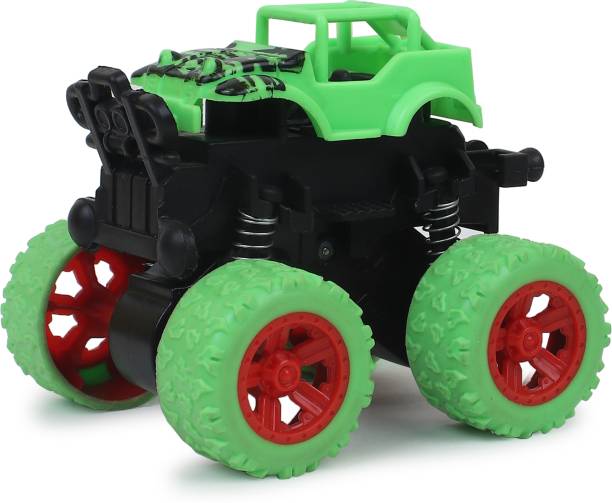 YAJNAS 360° Stunt Monster Truck Friction Powered Car Toy, 4wd Push Back Truck For Boys
