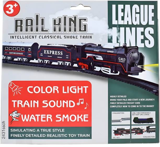 DRELLA Real Smoke Train toy set with sound and music (Rail King Small)
