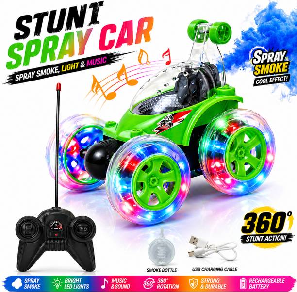 Buddynjoy Rechargeable 360° Spin & Stunt RC Car with Light and Smoke Spray Effects