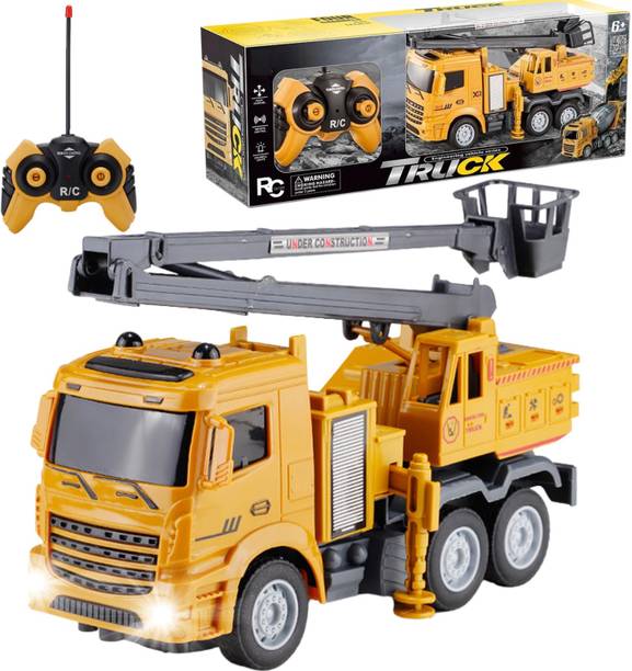 IndusBay 4 Channel RC Remote control Lift Ladder Truck Toy with working Headlight