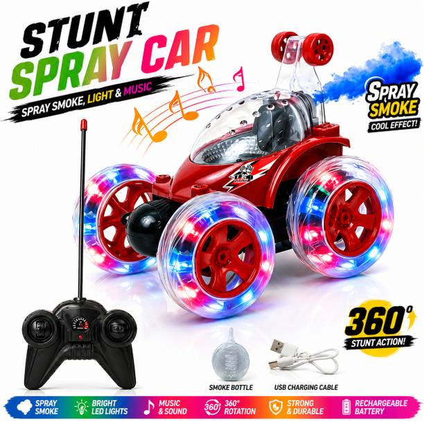 Buddynjoy Rechargeable 360° Spin & Stunt RC Car with Light and Smoke Spray Effects