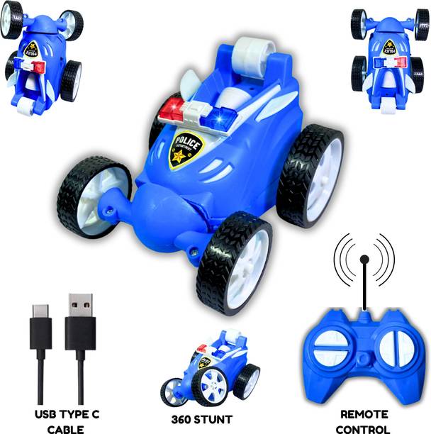 TOYTOPIO 360° RC Police Stunt Car | Remote Control Flip Car with Lights & Drift Action