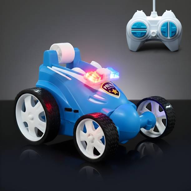 Magic Moments 360° RC Small Stunt Car Police Car with LED Lights, Music, Rechargeable