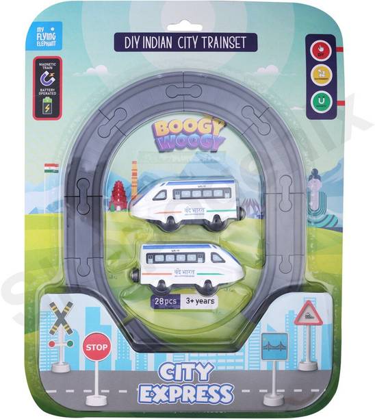 SHOPOGENIX 28 Pcs DIY Indian City Train Magnetic Connectors DIY Assembly Battery-Powered