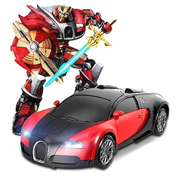 INOS Remote Control Sports Car Toy with Transforming Robot Figure, kids