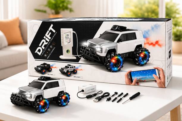 ZECOMMERCE RC Police SUV Car for Kids with LED Lights, 2.4GHz Remote & All Terrain Tires
