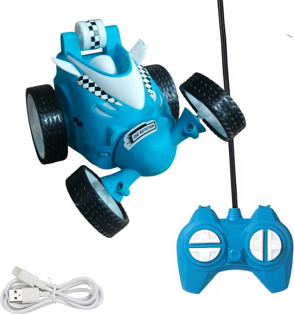 स्मार्ट बॉय 360 Degree Rotational Small Stunt Car Rechargeable with C Type USB Cable - Blue