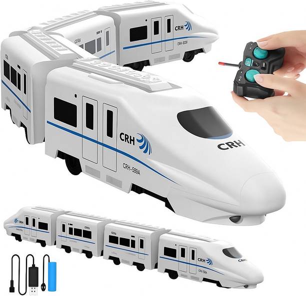 Shofieo Train Toy with Remote Control, Lights and Sounds, Rechargeable EMU Train Model