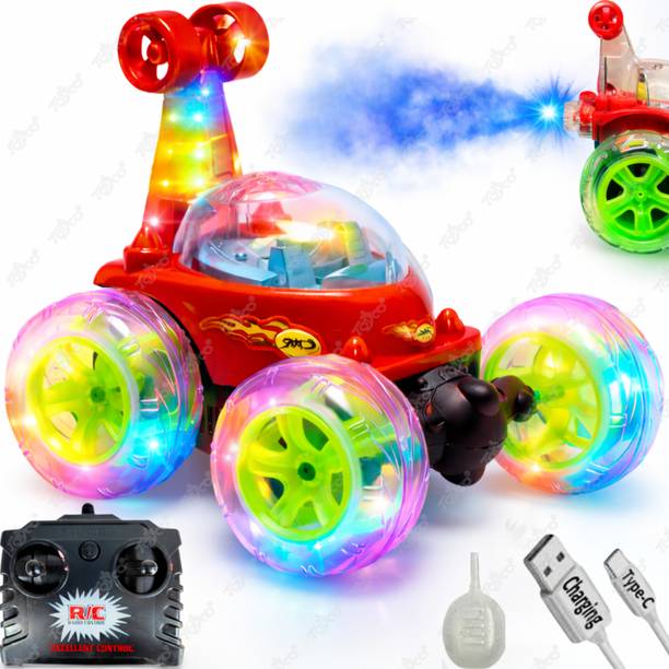 Toyco Rechargeable 360° Stunt Rc Car with SMOKE & LED Lights & Long Range for kids