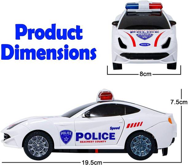 LEVIATHAN Police Car Toy for Kids - Bump and Go Cop Car with Flashing Lights in Wheels