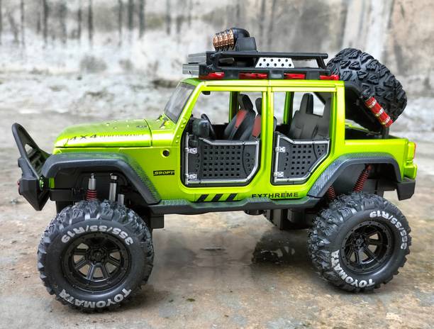 Ruhani Toys & Gift Gallery 1:24 Big Size Metal Jeep Off Road Pull Back With Light & Sound (Green)