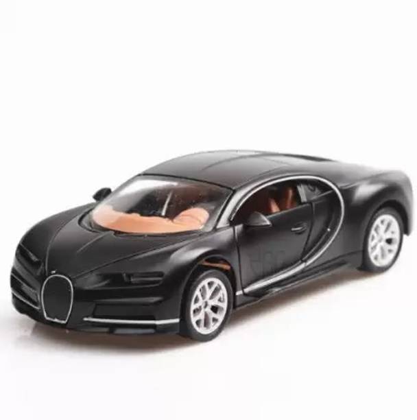 Storex Pullback Bugatti Toy Car - Black Diecast, High-Detail Metal, Kids Play & Display