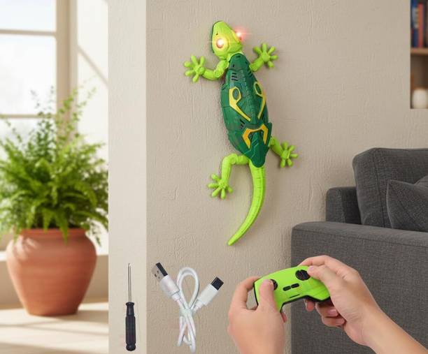VikriDa Rechargeable RC Robot Lizard 360° Rotation LED Wall Crawler Toy
