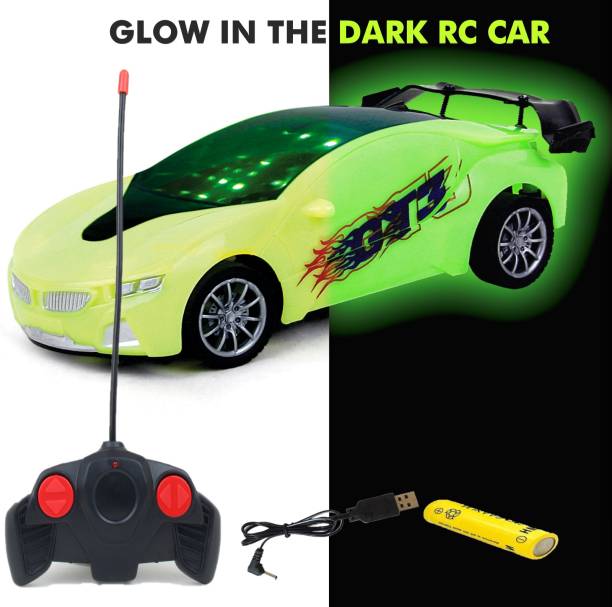CADDLE & TOES Glow In Dark Car Remote Control 3D Car with LED Lights, Chargeable