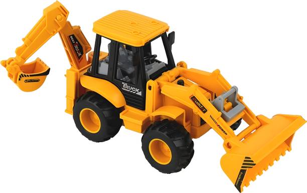 SBE JCB 2 in 1 Excavator Construction Vehicle Loader Truck Pull Back