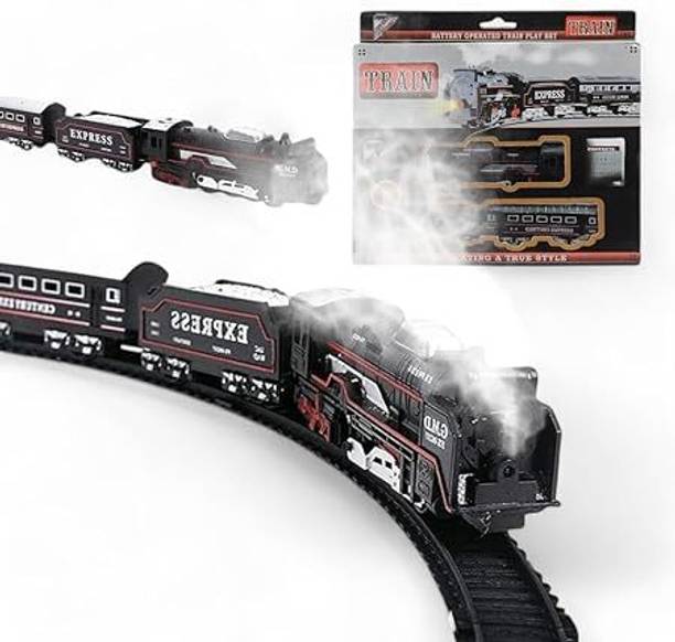 BAIRNINO Smoke Toy Train Set for Kids with Steam, Light & Real Engine Sound(Rechargeable)
