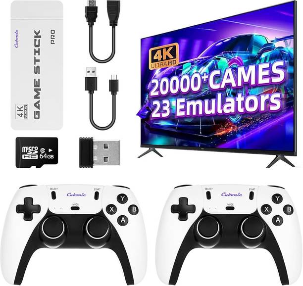 Cubonic GameVerse M15 Plus 4K| 23 Emulators| HDMI Plug & Play| Dual Wireless Controller 64 GB with Games like Contra/ Street Fighter series/ Tetris/ Pac‑Man, 20000+ Build-In