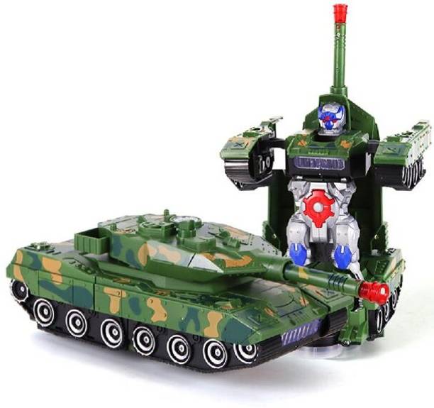 iChoice Deformation Army Tank Robot Car Bumblebee Robot Car for Kids with Light & Music