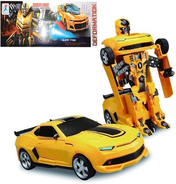 KIDDOZ KREATIONS 2 in1 Battery Operated Remote Control Transform Light & Music Robot Ca