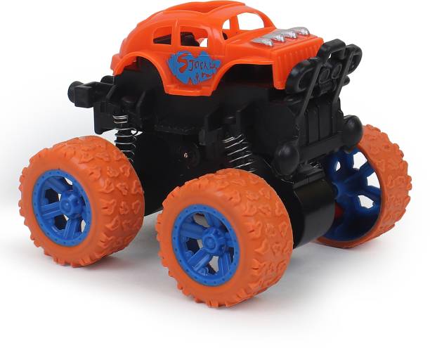 YAJNAS 360° Stunt Monster Truck Friction Powered Truck Toy, 4wd Push go Truck For Girls