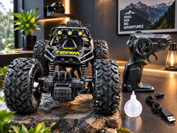 MY WONDERBOX Remote Control Car for Kids with Mist Smoke Effect 2 WD Monster Truck Rock