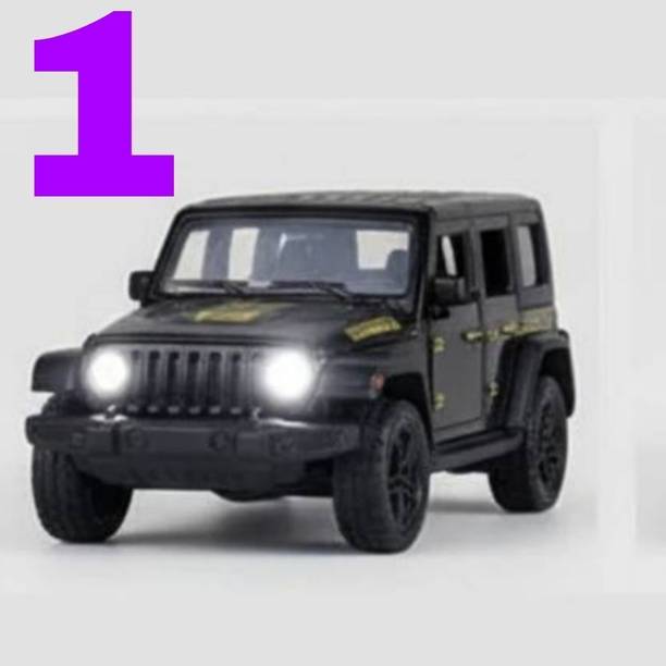 RAMSHREE Jeep Toy with LED Lights Alloy Model with Lights, Open Doors & Rugged Tyres