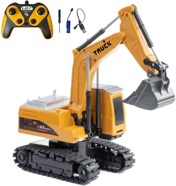 L.O.T CARS Construction Vehicle Fang 6-Channel RC Excavator Toy for Kids with Alloy Arm