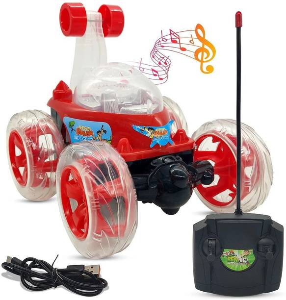 RQPFAB Remote Control Rechargeable 360 Degree Twisting Stunt Car with Music & Lights