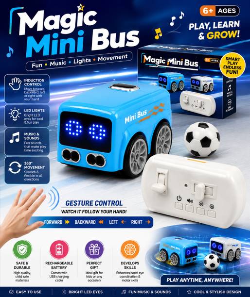 Wonderbox Magic Sensor Bus RC Toy | Obstacle Avoid | LED | Boys Girls