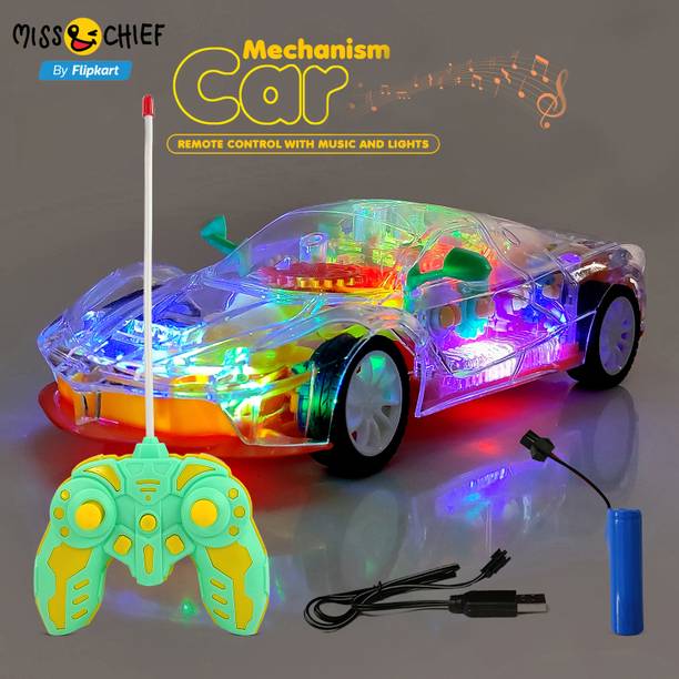 Miss & Chief Gear Simulation Remote Control Rechargeable Car, Sound & 3D Light Toys for Kids