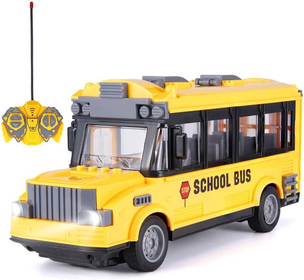 Kids Mandi Remote Control School Bus | Yellow Classic Model with LED Lights