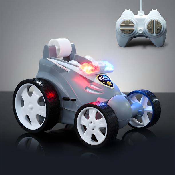 Magic Moments 360° RC Small Stunt Car Police Car with LED Lights, Music, Rechargeable