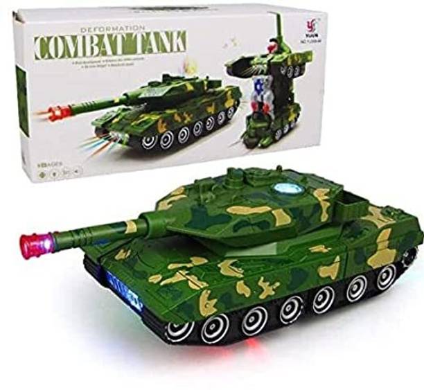 Kidzjoy Deformation Combat Tank Transform Toy, Light & Music Automatic Robot Tank