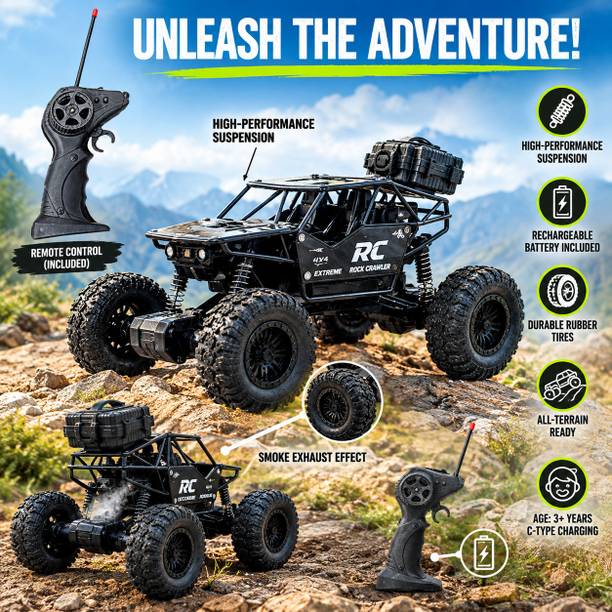 FUN DREAMZ RC Rock Car for Kids – 4WD Remote Control Off-Road Rock Car crawler (Big Wheels)