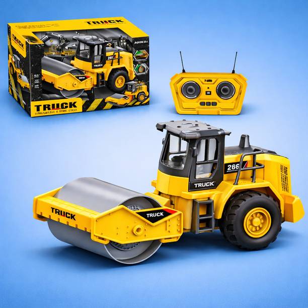 Trenzo RC Road Roller Truck| USB Rechargeable| Remote Control Construction Toy Vehicle