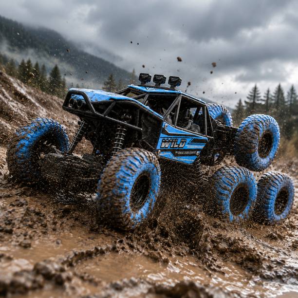 FANSEEKART 8 Wheel Remote Control Adventure Monster Truck Rechargeable Blue