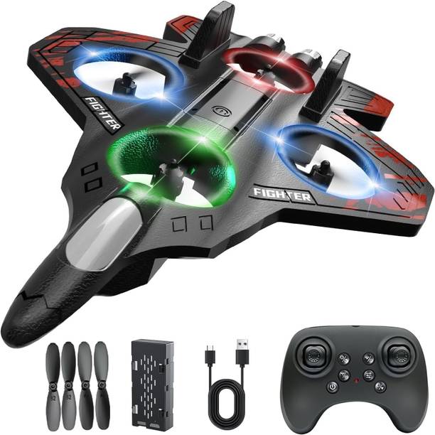 PAPASpace RC Fighter Jet 2.4GHz Remote Control Airplane with LED Lights & Stunts