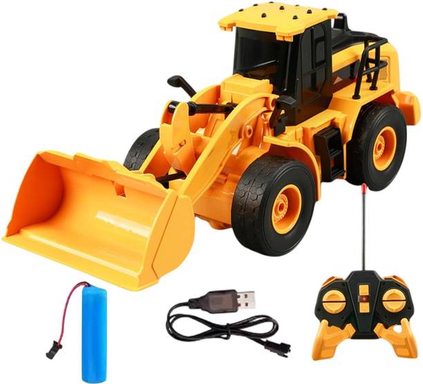 IndusBay 6 Channel Fully Functional RC BullDozer Digger Truck Toy with Working Boom