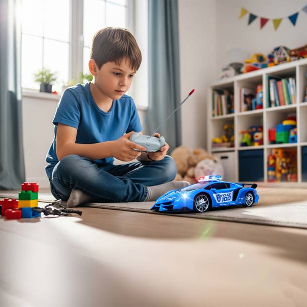Magic Moments Stunt Racer Turbo Police Supercar – High-Speed RC Toy with Lights Sleek Design