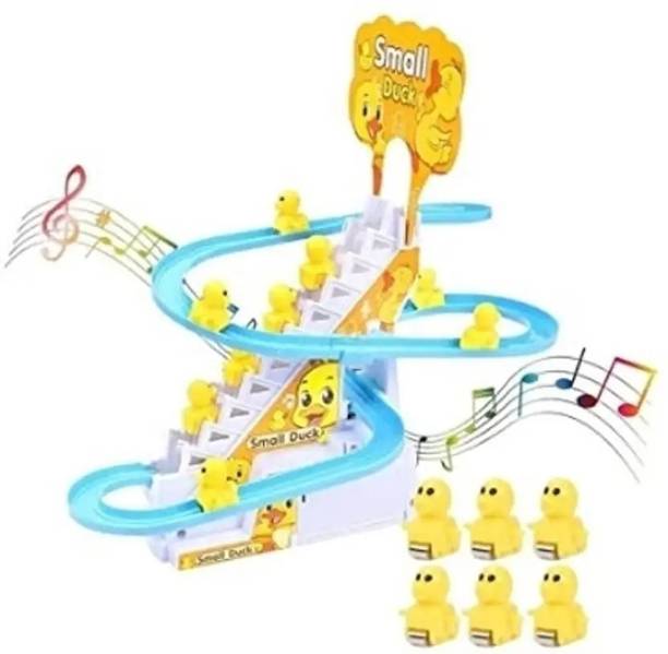 Krishna Enterprises KE-Duck Slide Toy Escalator Climbing Track with Lights & Music for Kids Toy