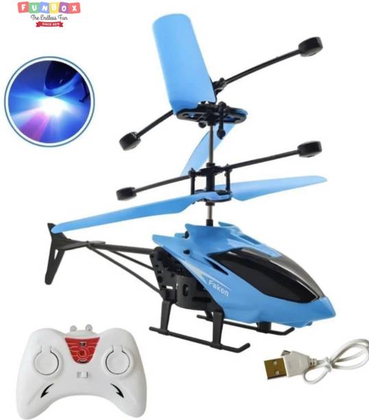 FUNBOX Remote Control Helicopter Toy with Hand Sensor-3D Light & Safety Sensor for kids