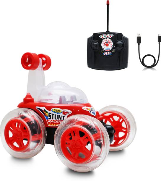 Wonder 360° Spin & Stunt RC Racer–LED Light-Up Remote-Control Car with Music & Flip Car Red