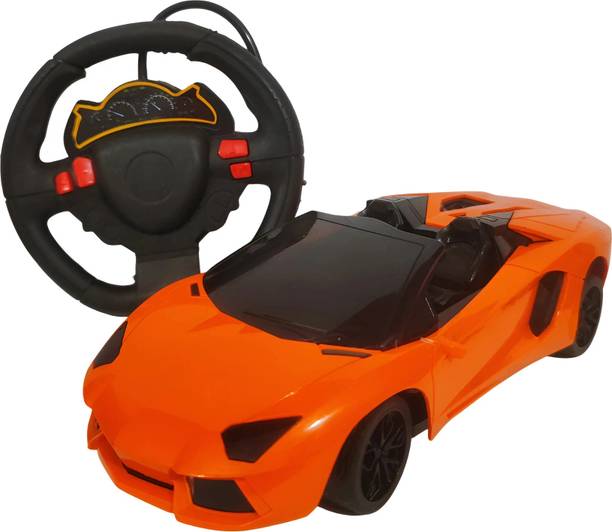 Kanvictz 1.20 Lamborghini Remote Control Racing Car with Steering Wheel, RC & head lights