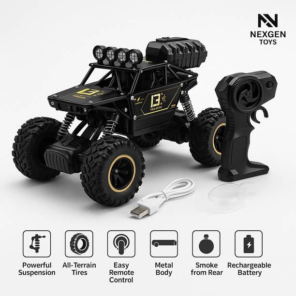 NexGen_Toys Large RC Rock Climber Car with Smoke, Metal Body & Type-C Charging