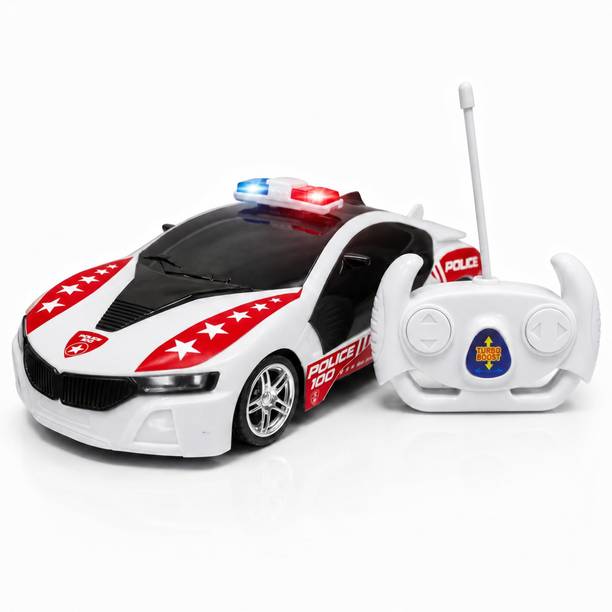 twist turn RC Police Car Toy with Remote Control Light & Sound Turbo Boost for Kids