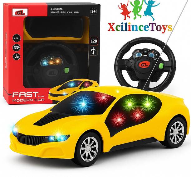 Xcillince Toys Remote Control Car with Steering Wheel Remote–Stylish Racing Design"