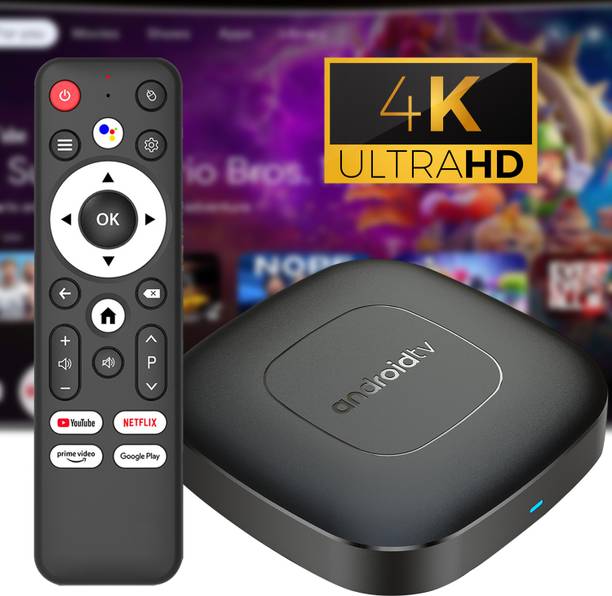 WRADER 4K TV Box Smart Android TV Box 4K, HD Video Support Version 16, 4GB RAM+32GB ROM OTT Box All TVs (Enabled with HDMI Port) Remote Controller