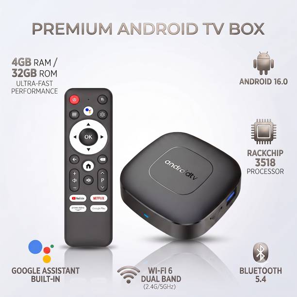 MOBIZAC Smart TV Box 4K Smart Android TV Box, 4GB RAM+32GB ROM, WiFi, Chromecast Support All TVs (Enabled with HDMI Port) Remote Controller