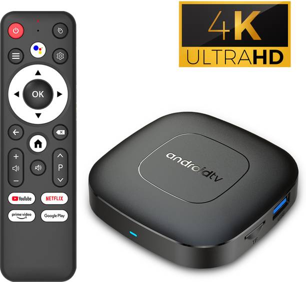 WRADER Smart TV Box 4K Smart TV Box, 4GB RAM+32GB ROM, WiFi Support, BT 5.4, Chromecast, HDR Video All TVs (Enabled with HDMI Port) Remote Controller